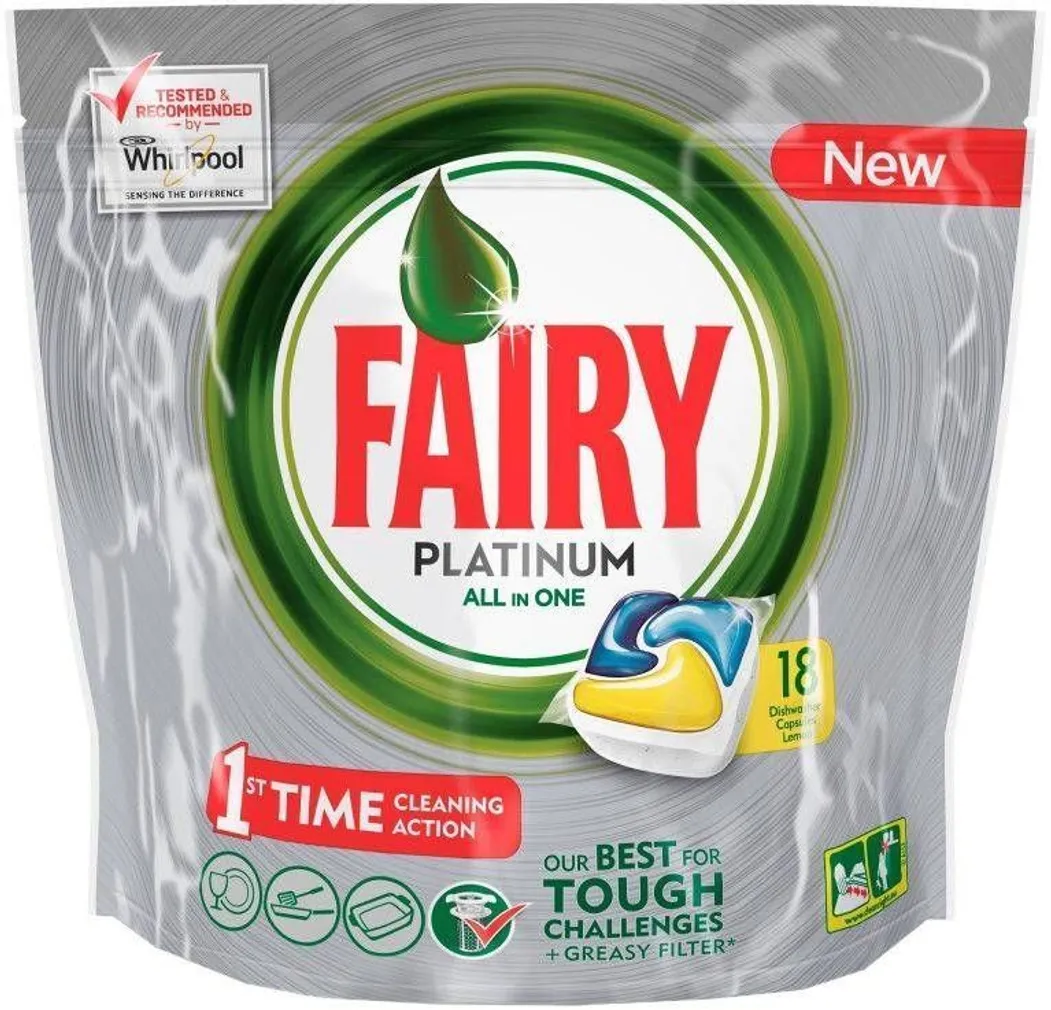 NÕUDEPESUMASINA KAPSLID FAIRY ALL IN 1 PLATINUM LEMON 18TK