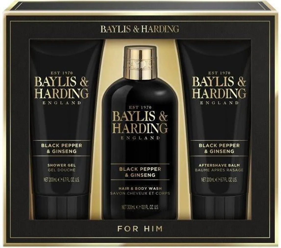 KINKEKOMPLEKT BAYLIS&HARDING MUST PIPAR MEESTELE 3-OSALINE