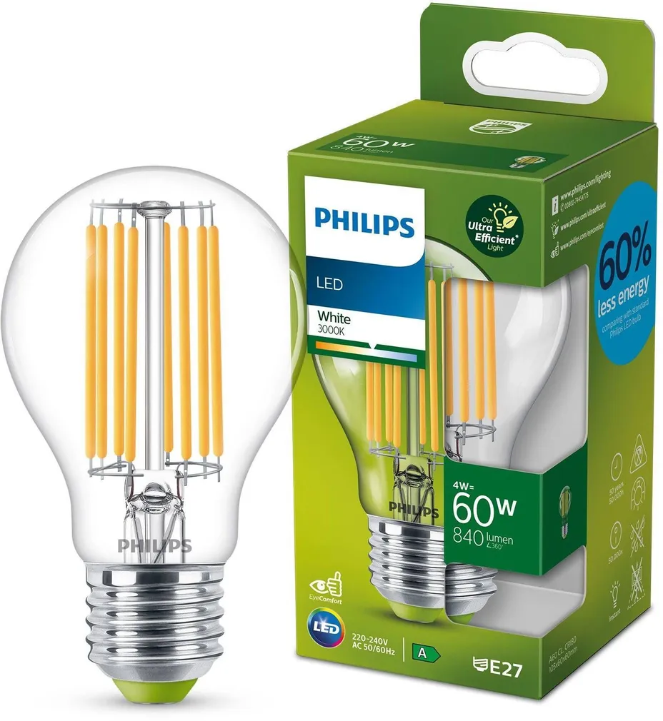 LED LAMP PHILIPS ULTRA 4W - 60W A60 E27 3000K