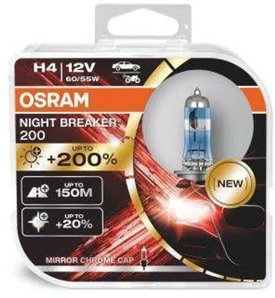 AUTOPIRN OSRAM H4 60/55W 12V NIGHT BREAKER 200 2TK PAKIS