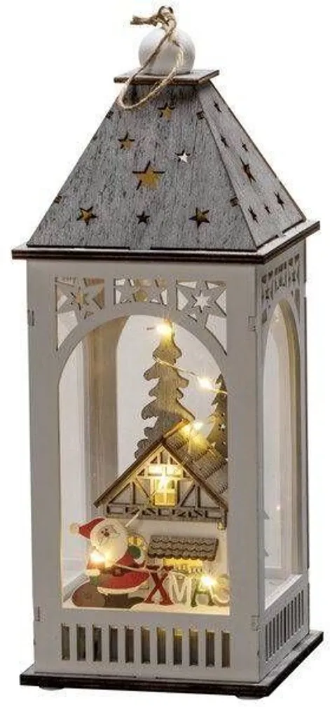 JÕULUKAUNISTUS KONSTSMIDE PUIDUST LATERN JÕULUVANA 11X11X29CM