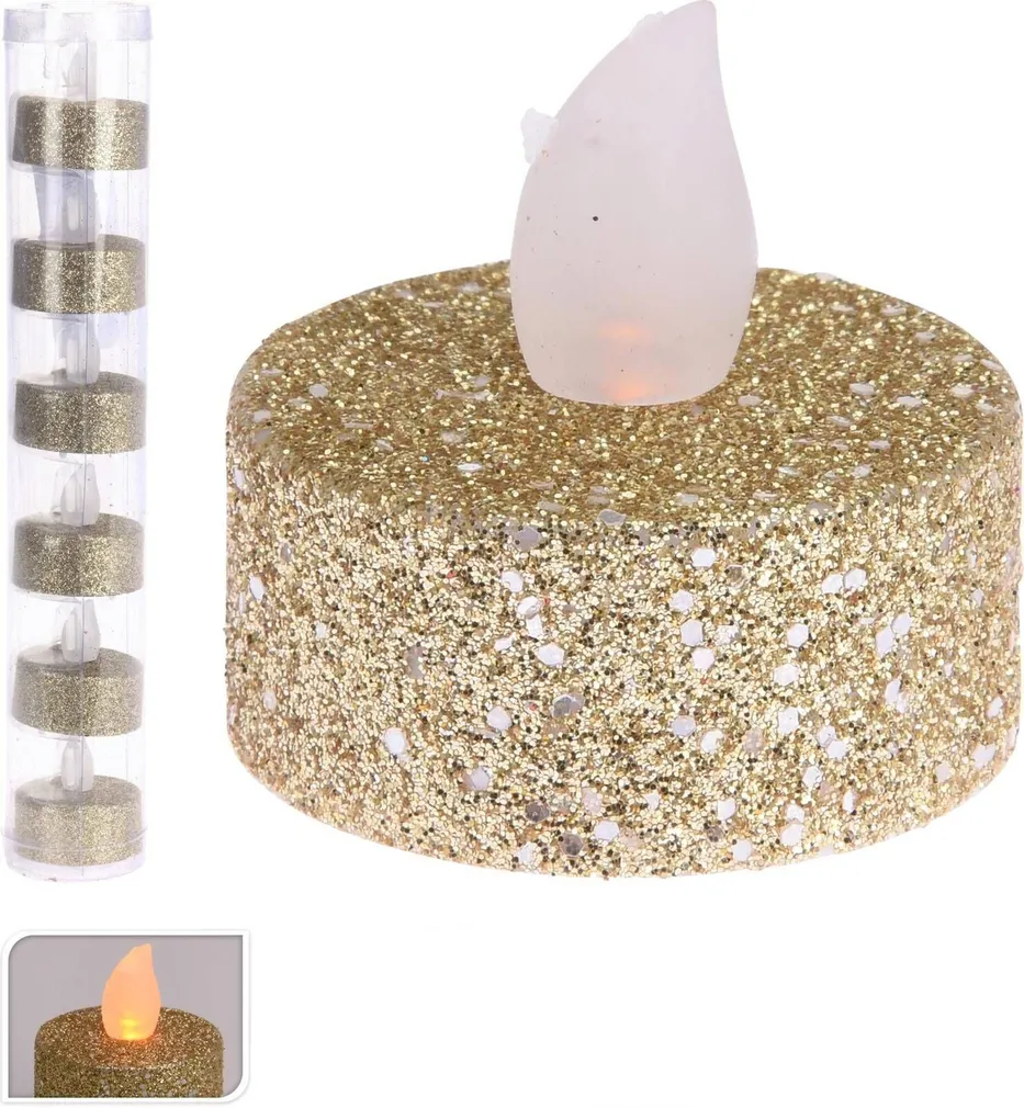 TEEKÜÜNAL LED TULEGA KULDNE GLITTER, 6TK PAKIS