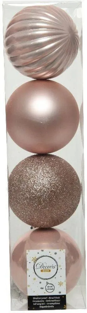 JÕULUEHTED DECORIS PURUNEMISKINDLAD 10CM, ROOSA MIX 4TK PAKIS