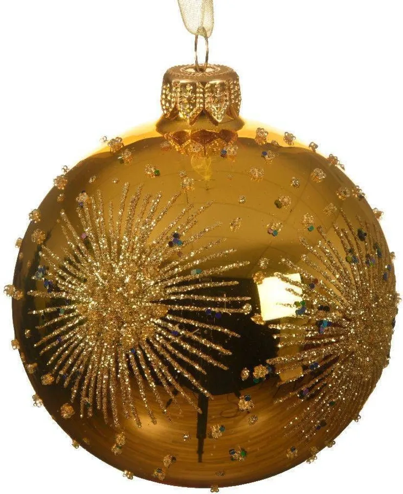 JÕULUEHE DECORIS 8CM KLAASIST TÄHTEDEGA, KULDNE