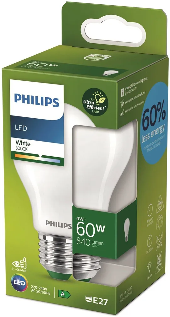 LED LAMP PHILIPS ULTRA 4W E27 A60 3000K 840LM