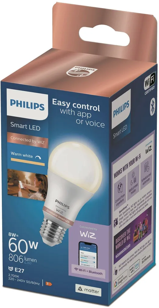 LED LAMP PHILIPS SMART 8W E27 A60 2700 806LM WIFI BT