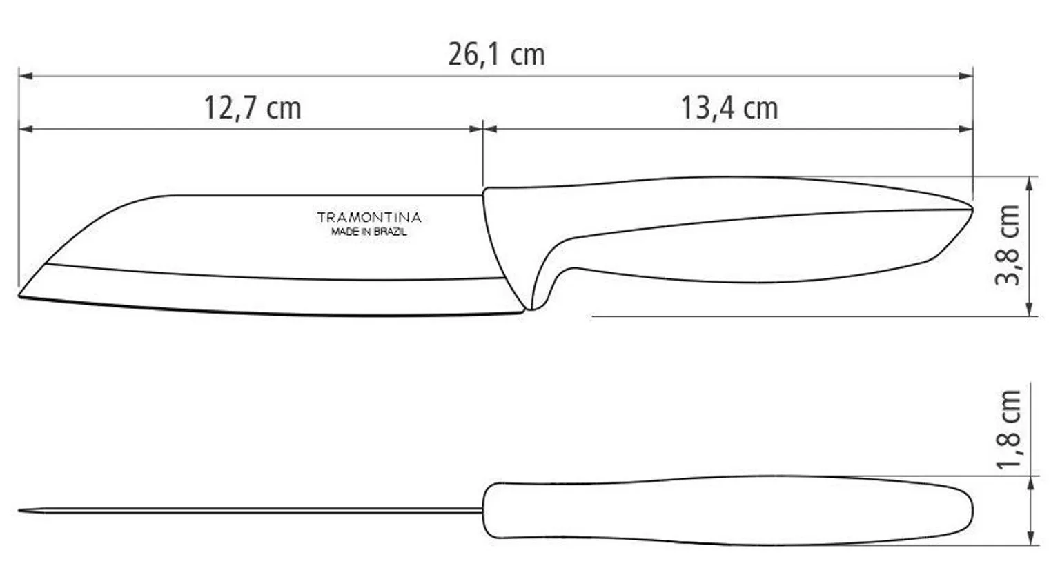 NUGA TRAMONTINA SANTOKU PLENUS 12,7CM (5")