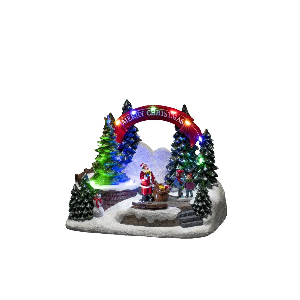 JÕULUKAUNISTUS KONSTSMIDE JÕULUVANA JA LASTEGA 11 LED-I, MUUSIKAGA