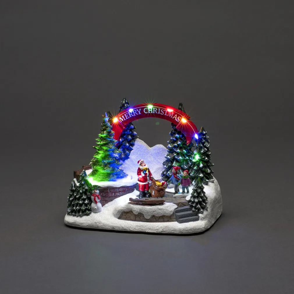 JÕULUKAUNISTUS KONSTSMIDE JÕULUVANA JA LASTEGA 11 LED-I, MUUSIKAGA