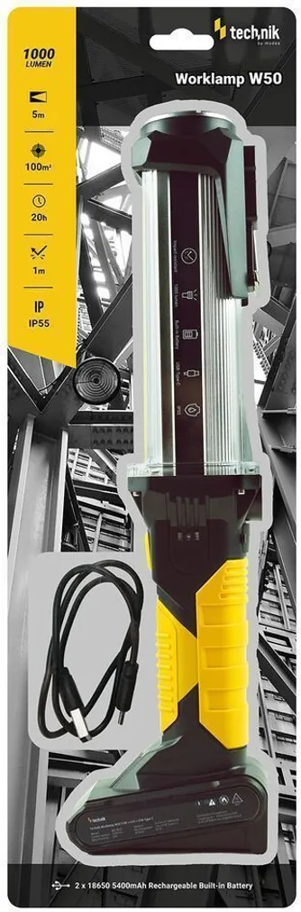 TÖÖLAMP TECHNIK W50 1000LM IP55 USB-LAETAV