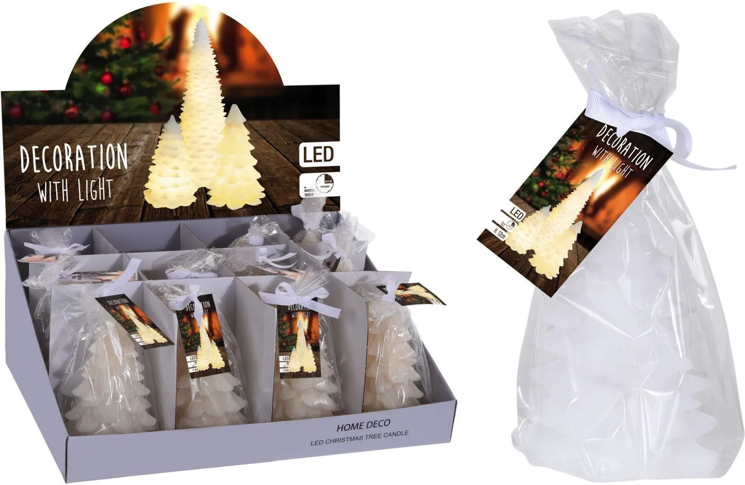 KÜÜNAL LED TULEGA PUU 12CM, VALGE