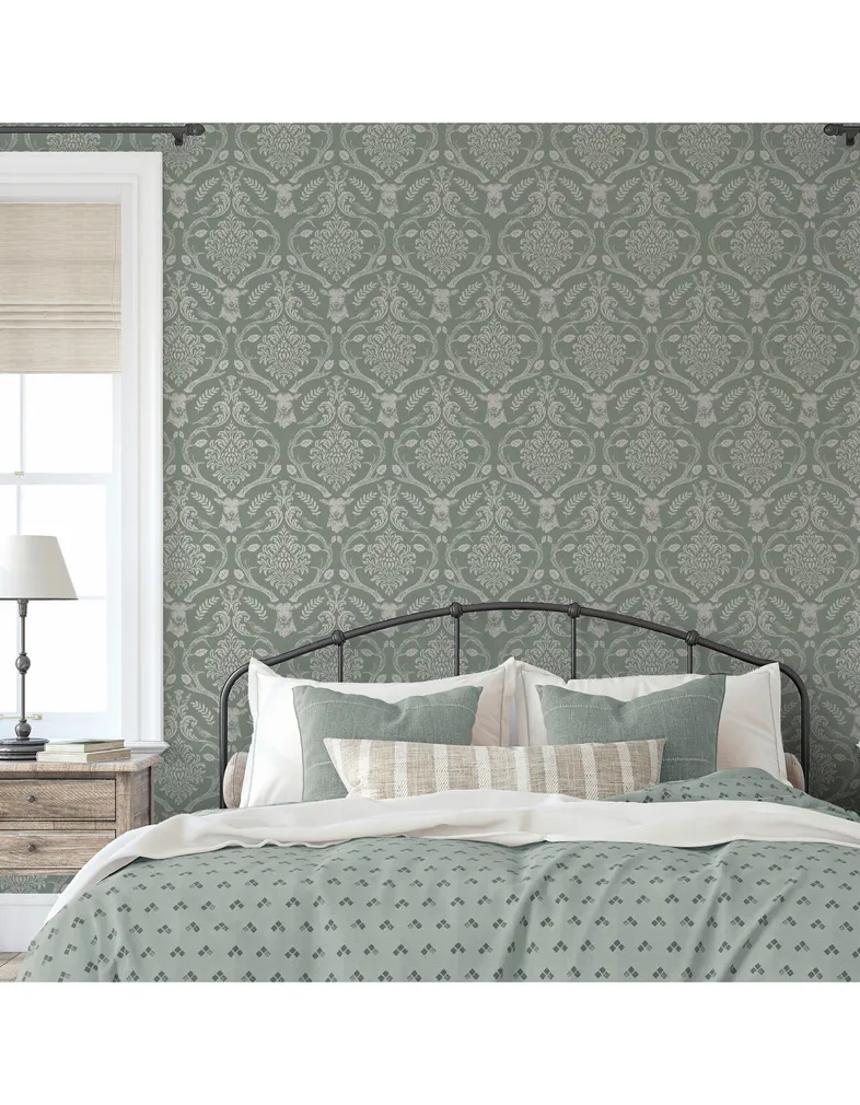 TAPEET ARTHOUSE STAG DAMASK SAGE GREEN 0,53X10,05M