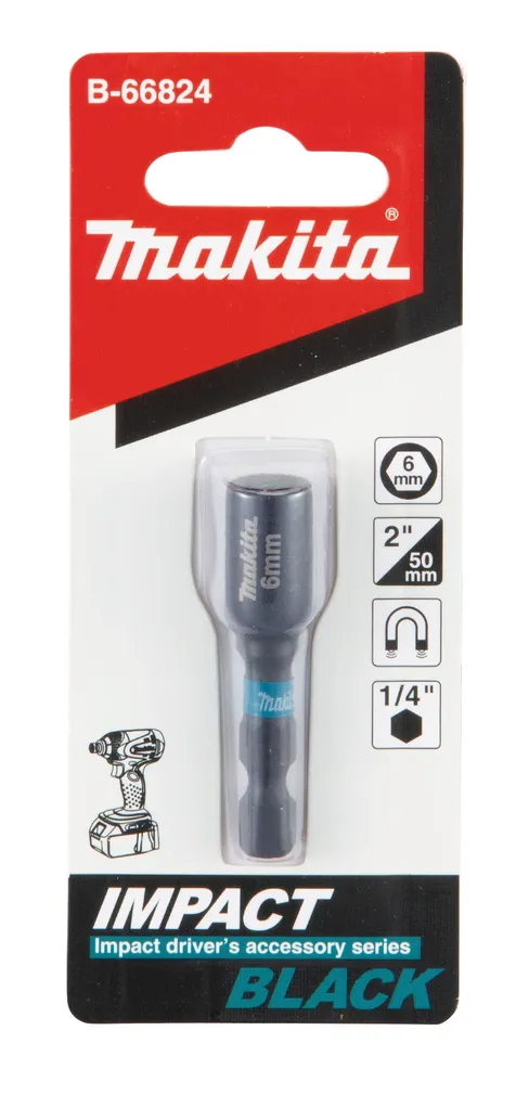 PADRUN MAKTIA IMPACT BLACK 1/4" 6X50MM MAGNETIGA 