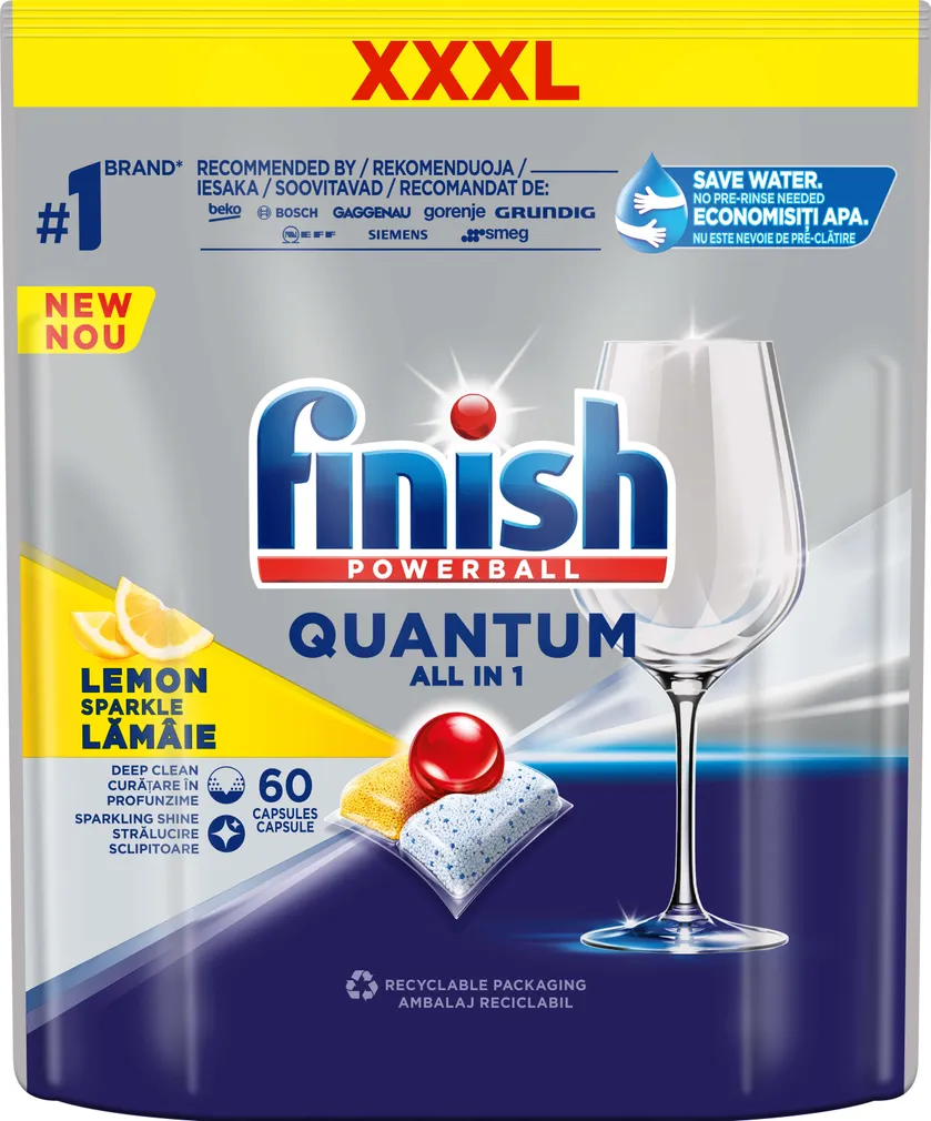 NÕUDEPESUMASINA KAPSLID FINISH QUANTUM LEMON 60TK