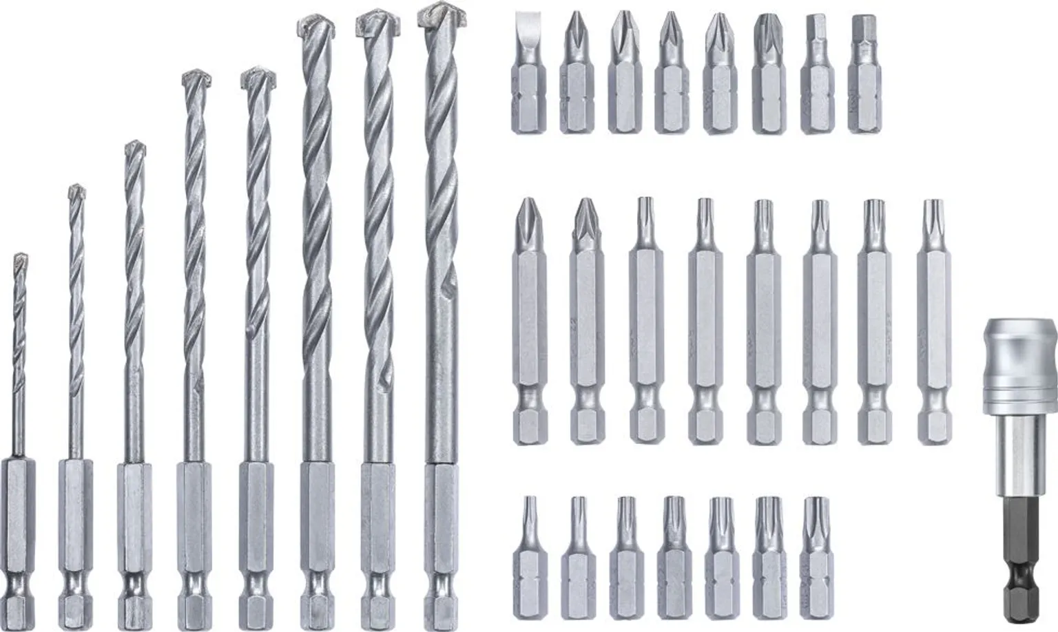 KRUVI- JA PUURIOTSAKUTE KOMPLEKT KWB L-KARP 33-OSALINE