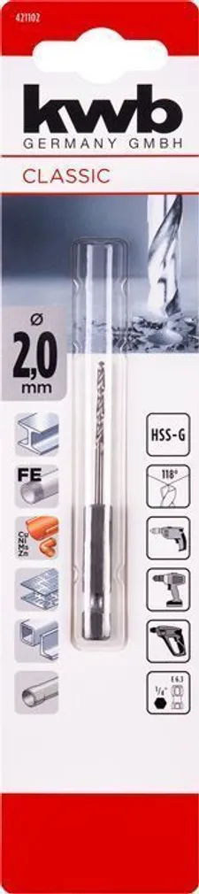 HSS-PUUR KWB 1/4" KUUSKANT 2MM