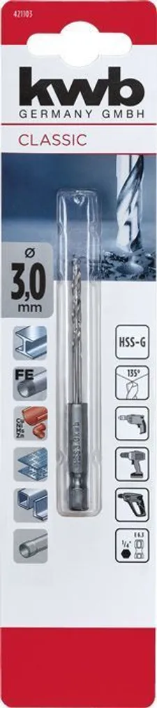 HSS-PUUR KWB 1/4" KUUSKANT 3MM