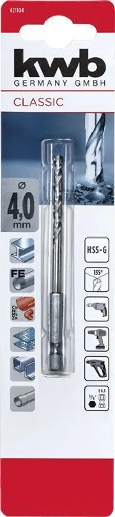 HSS-PUUR KWB 1/4" KUUSKANT 4MM