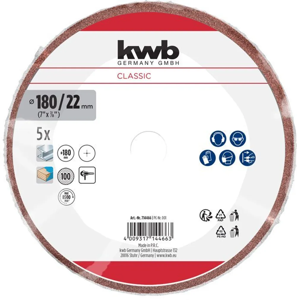 KIUDKETAS KWB, KORUND 180MM G100 5TK