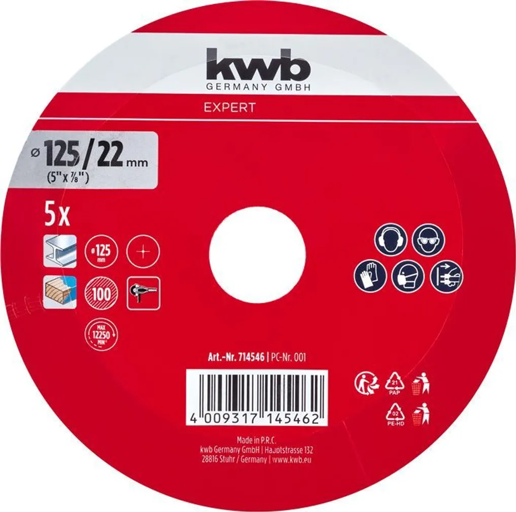 KIUDKETAS KWB, TSIRKOON 125MM G100 5TK