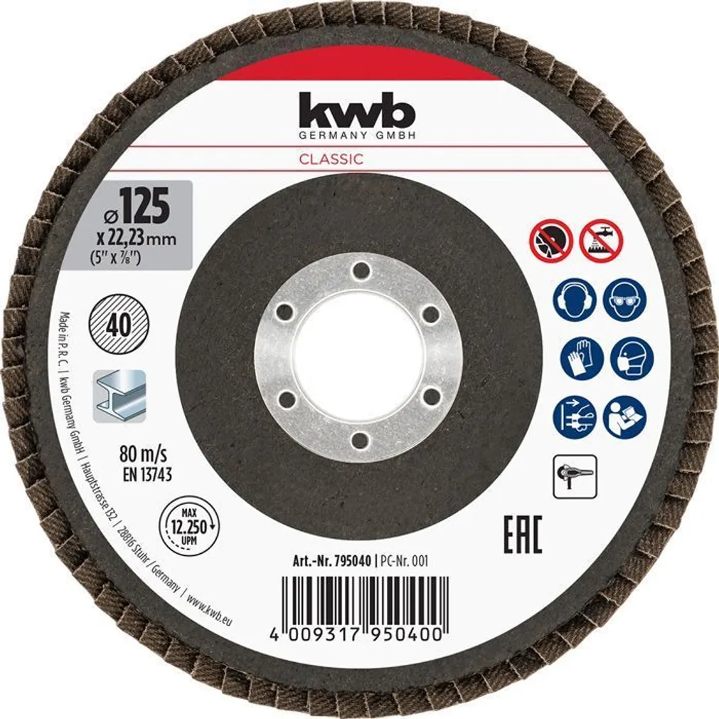 LAMELLKETAS KWB KORUND 125MM ALUMIINIUMOKSIID P40