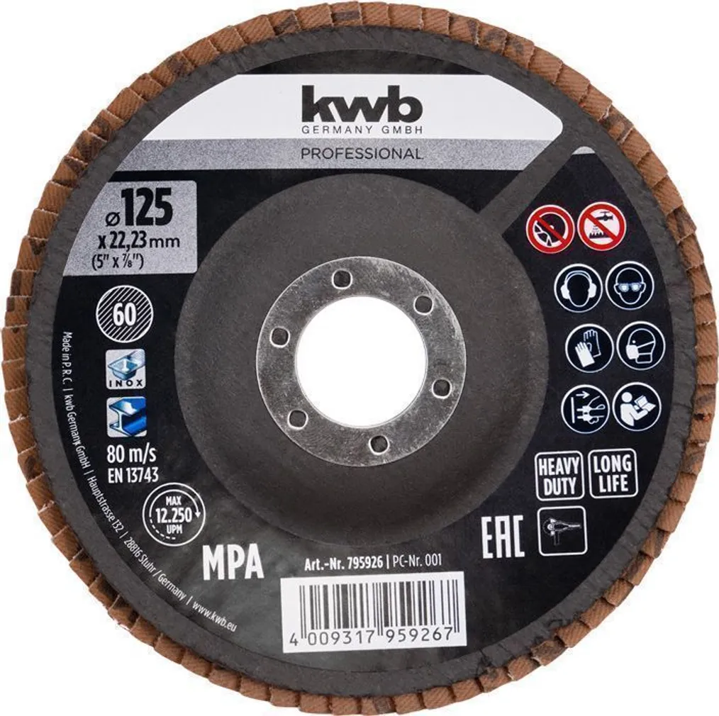 LAMELLKETAS KWB 125MM KERAAMILINE P60