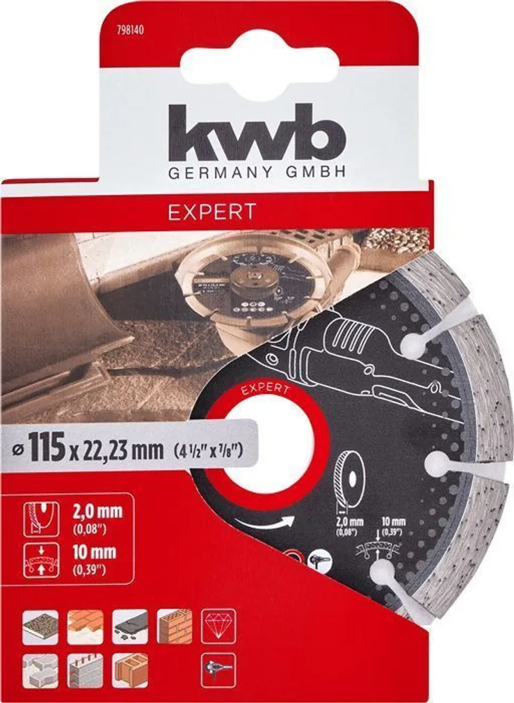 TEEMANTLÕIKEKETAS KWB, SEGMENDITUD 115MM