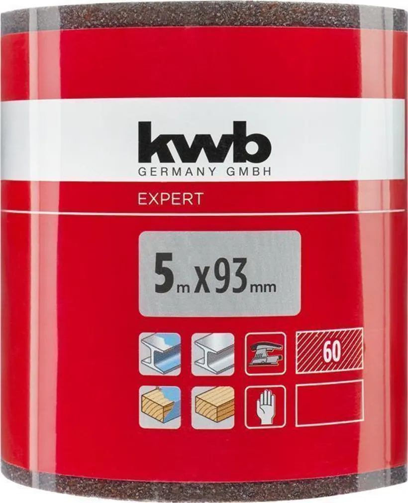 LIHVPABERI RULL KWB 5M 93MM ALUMIINIUMOKSIID P60