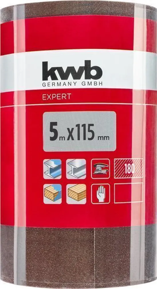 LIHVPABERI RULL KWB 5M 115MM ALUMIINIUMOKSIID P180