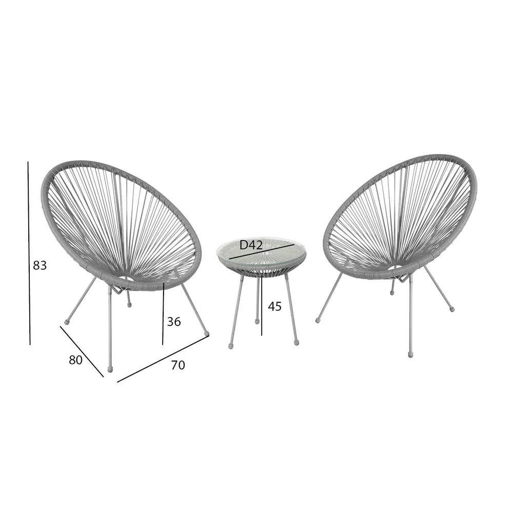 RÕDUKOMPLEKT COMO, LAUD, 2 TOOLI HALL