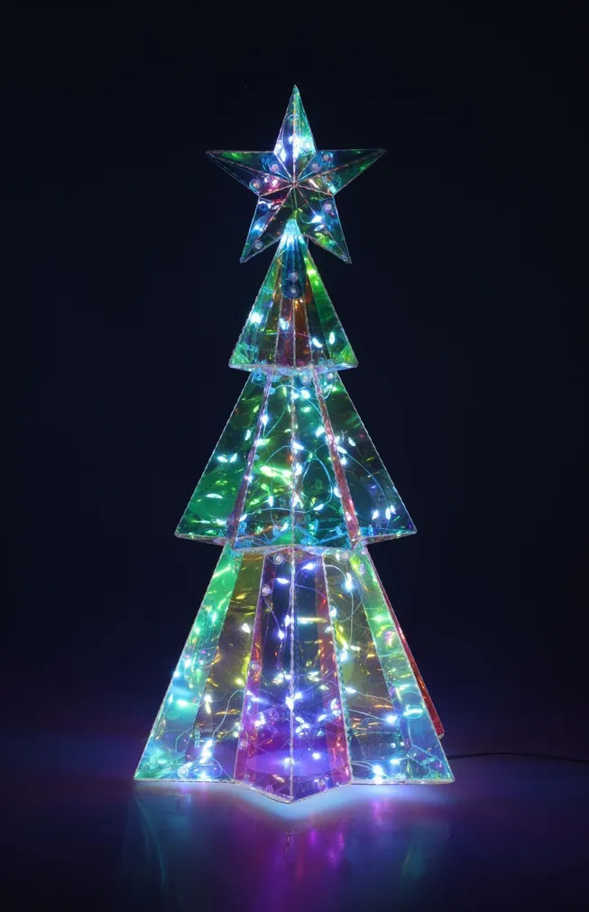 JÕULUKAUNISTUS KUUSK LED-TULED D21.5X38CM VIKERKAAREVÄRV