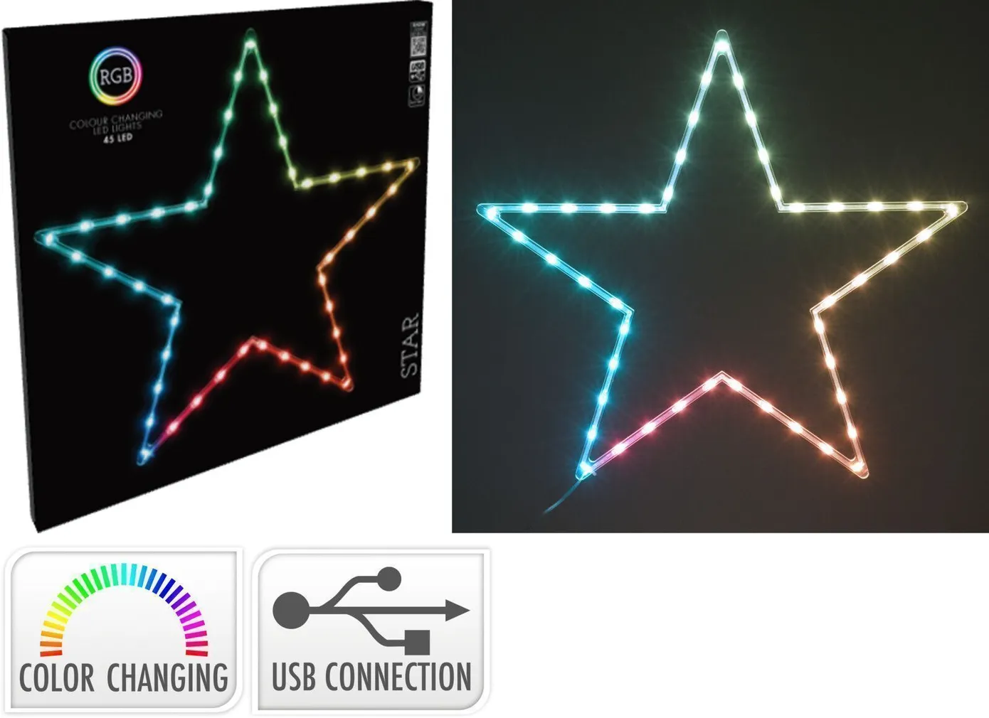 JÕULUKAUNISTUS TÄHT LED-TULED 60X0.6X57CM PULDIGA