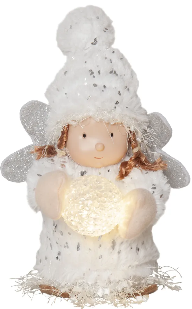 DEKORATSIOON HALL INGEL 20CM 1 LED TULI PATAREITOIDE