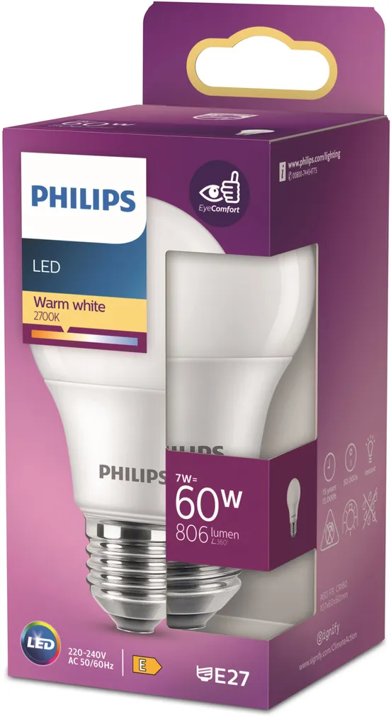 LED LAMP PHILIPS 60W A60 E27
