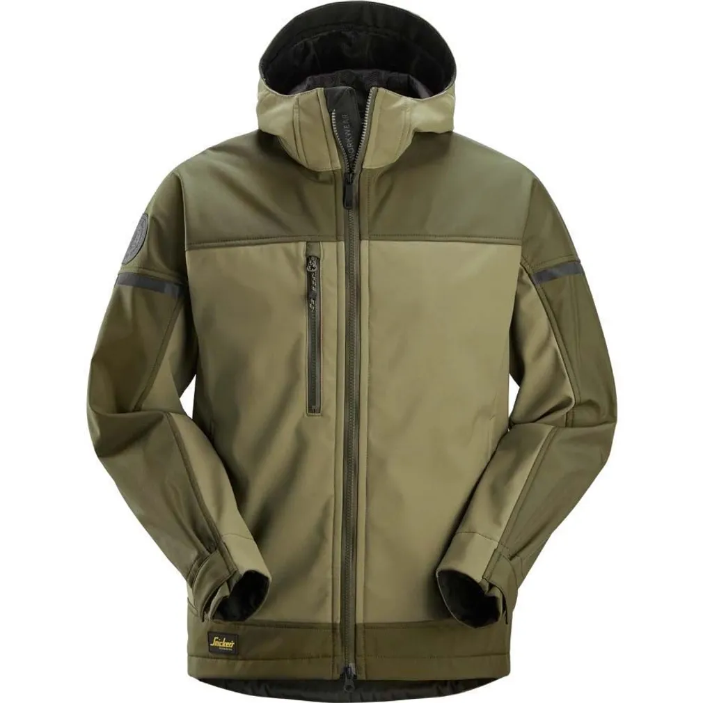 TÖÖJAKK SNICKERS ALLROUNDWORK SOFTSHELL KHAKIROHELINE SUURUS M