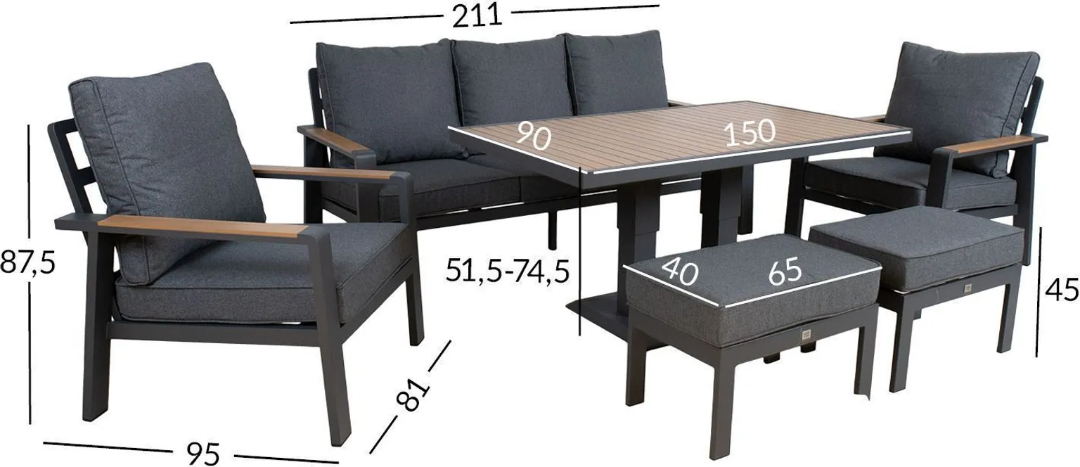 AIAMÖÖBLIKOMPLEKT PARKER 6-OSALINE, HALL