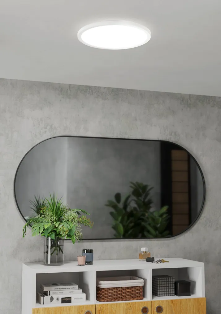 PLAFOON EGLO ROVITO-R IP44 2700-6500K 39CM PULT VALGE