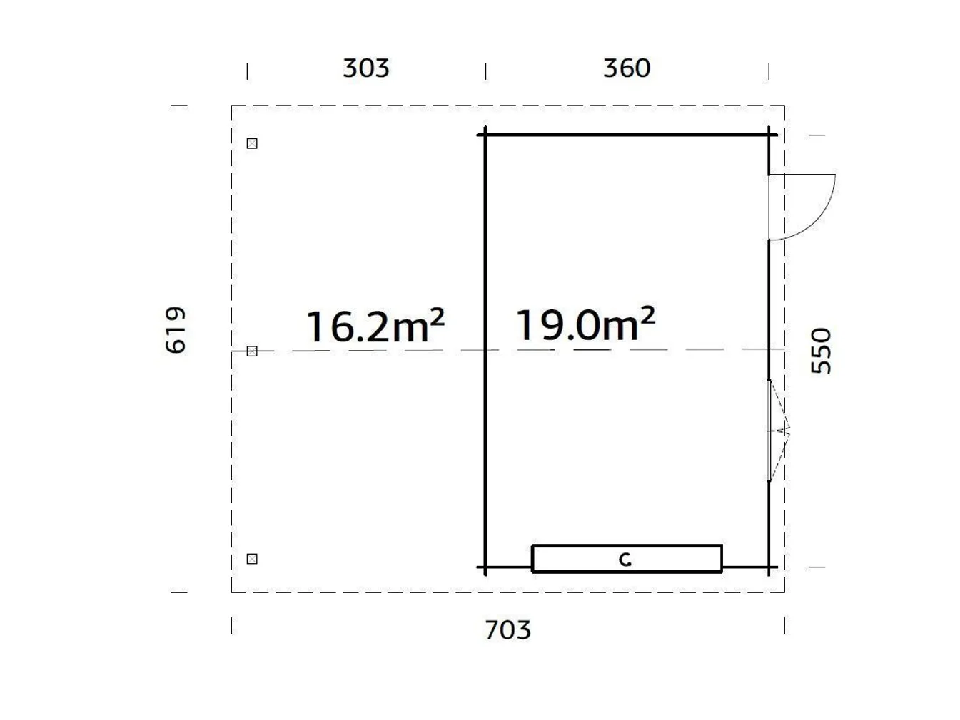 GARAAŽ PALMAKO ROGER 19,0+16,2M² SEKTSIOONUKSEGA