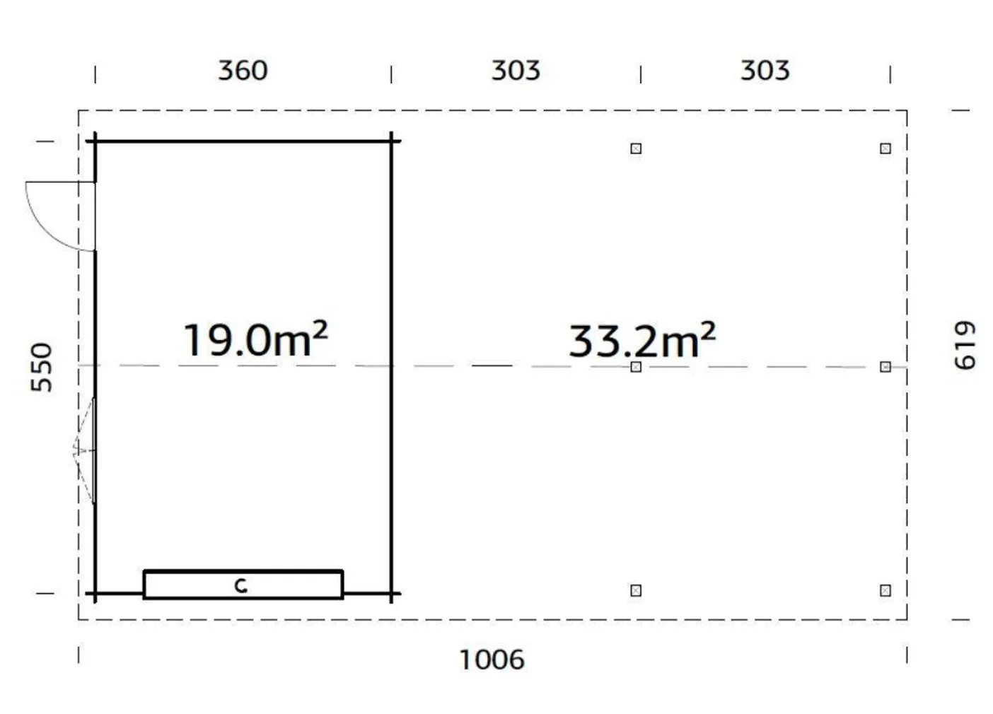 GARAAŽ PALMAKO ROGER 19,0+33,2M² SEKTSIOONUKSEGA