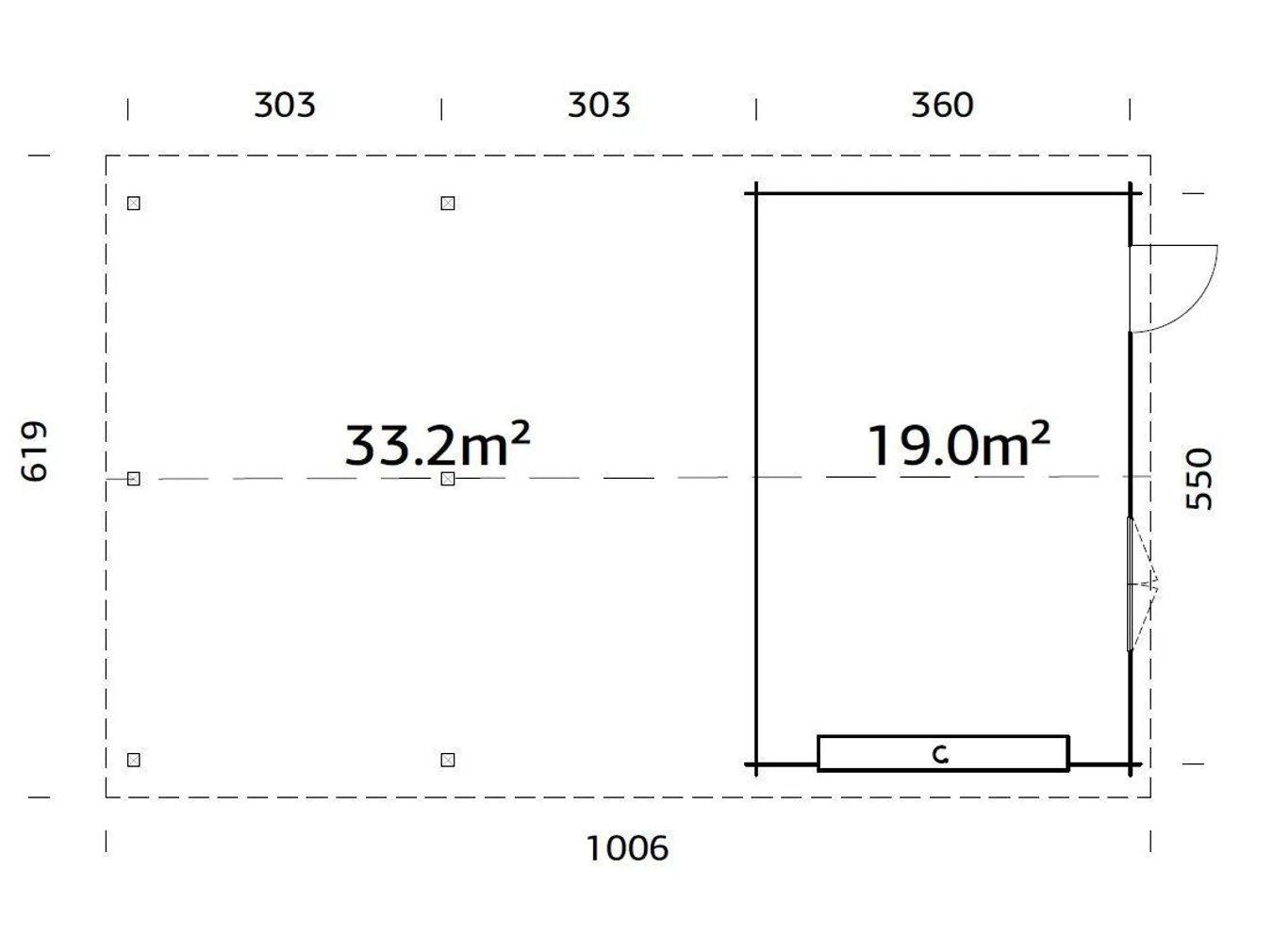 GARAAŽ PALMAKO ROGER 19,0+33,2M² SEKTSIOONUKSEGA