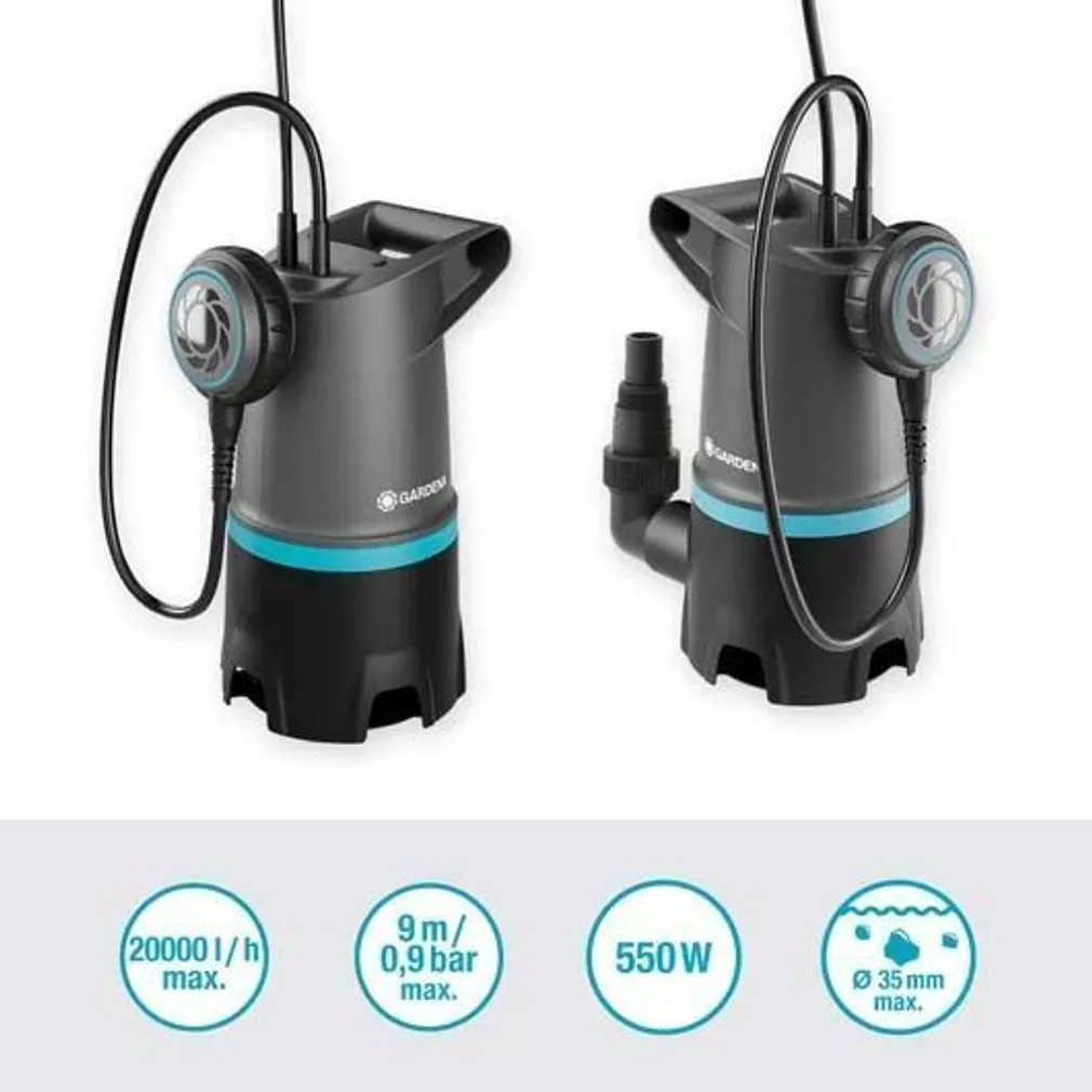 TÜHJENDUSPUMP GARDENA 20000 BASIC MUST VESI, UJUKLÜLITIGA