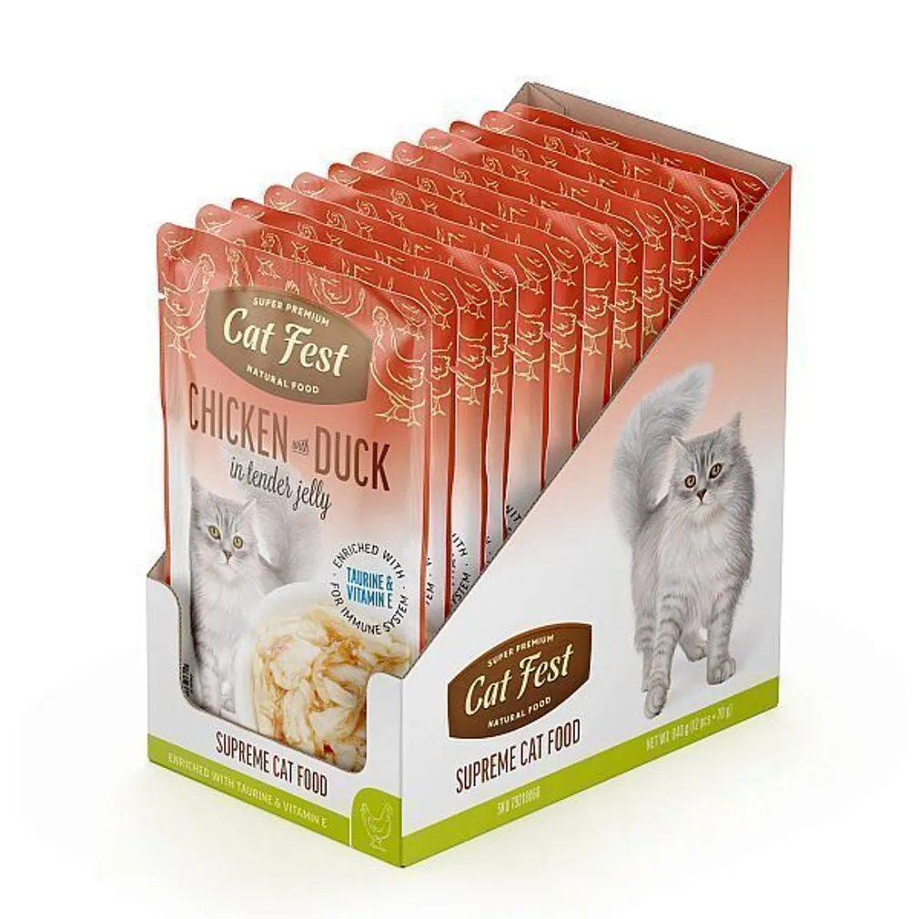 MÄRGTOIT KASSIDELE CATFEST KANA JA PART ŽELEES 12X70G
