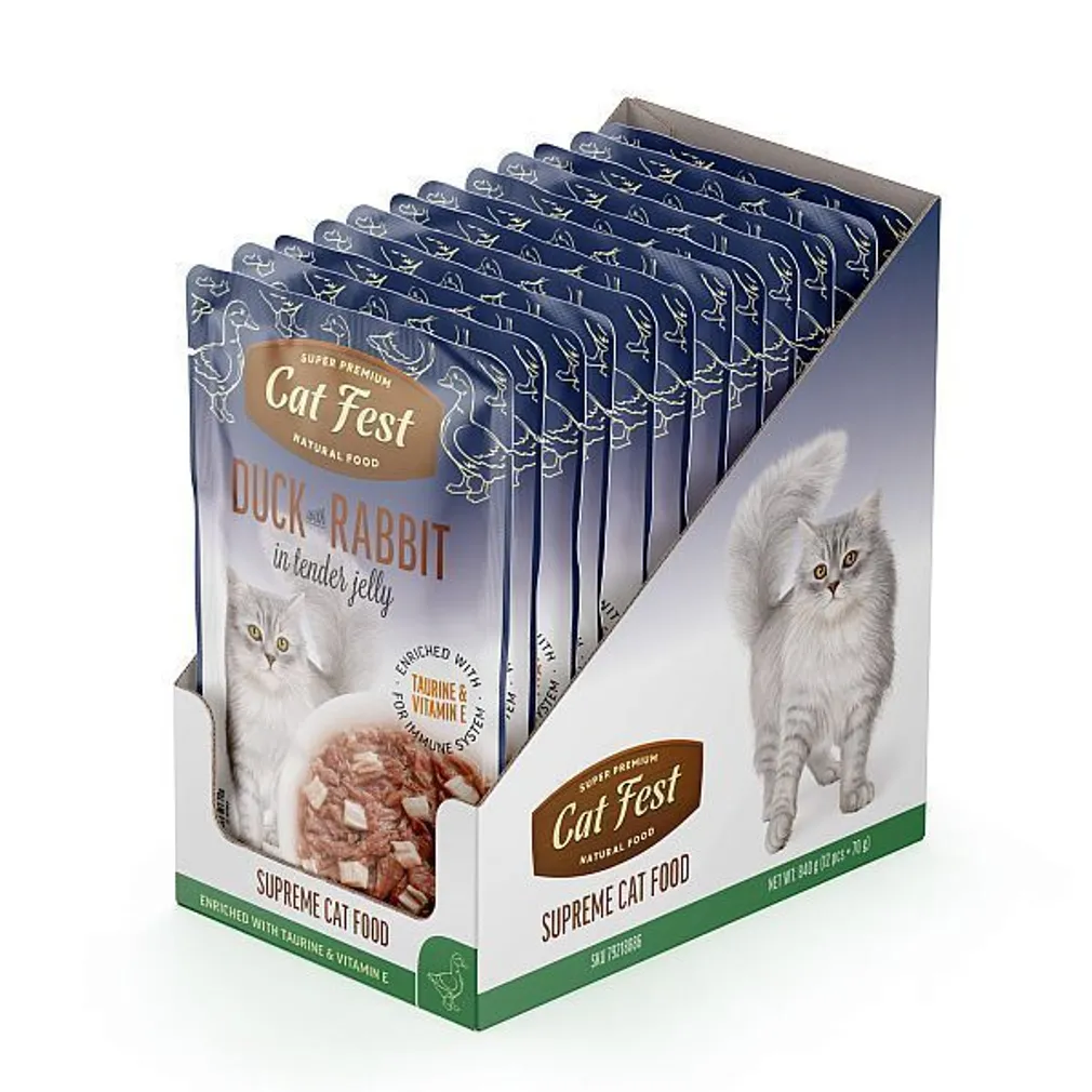 MÄRGTOIT KASSIDELE CATFEST PART JA JÄNES ŽELEES 12X70G