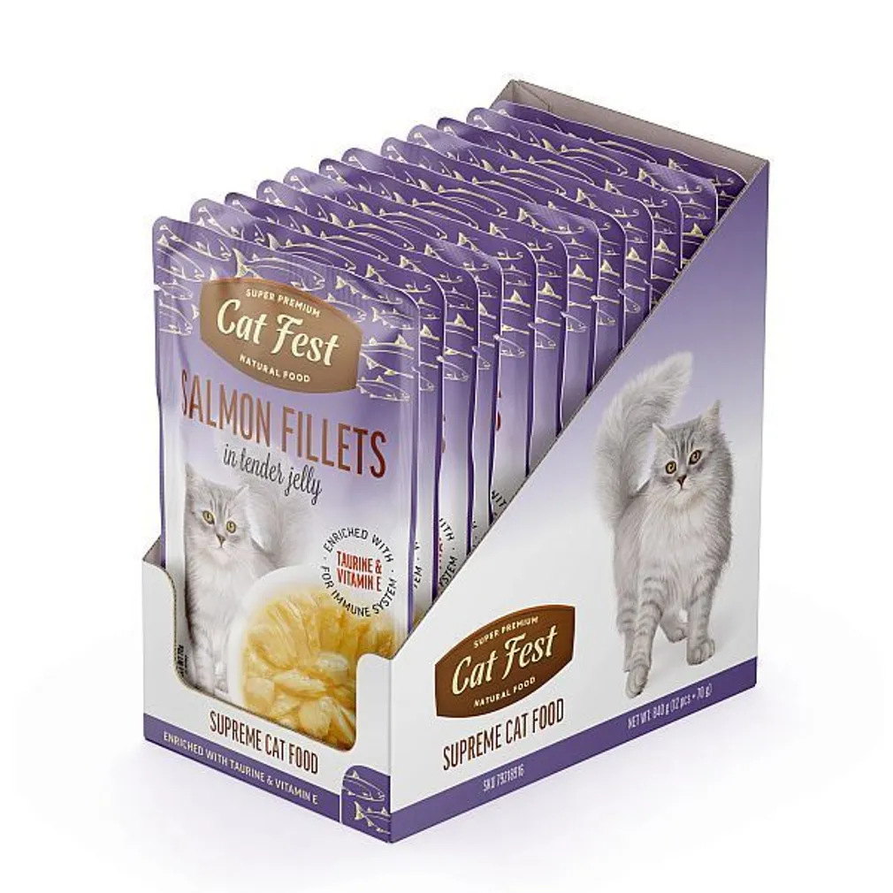 MÄRGTOIT KASSIDELE CATFEST LÕHE ŽELEES 12X70G