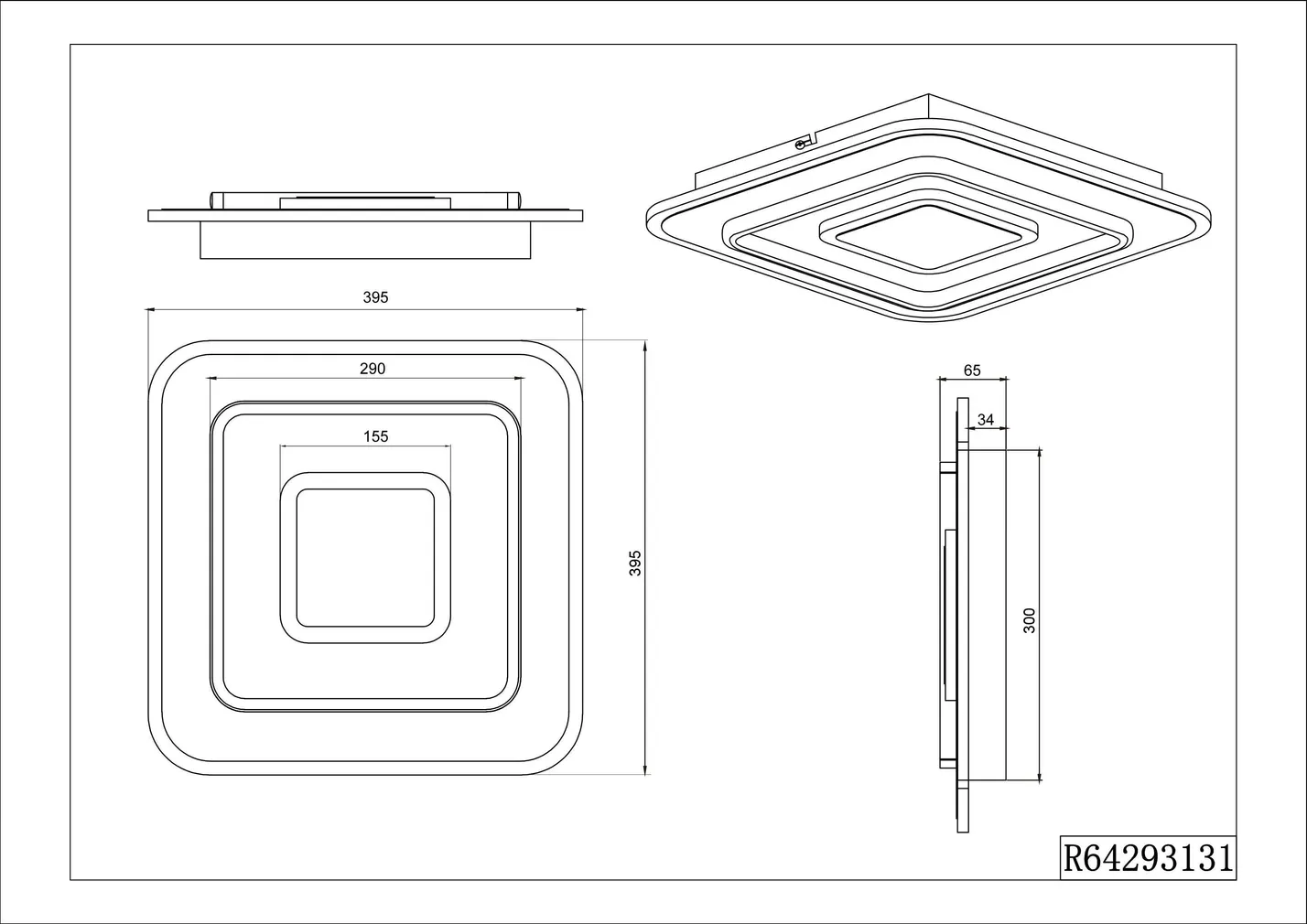 PLAFOON LED TRIO JORA 40X40CM MATT 46W VALGE