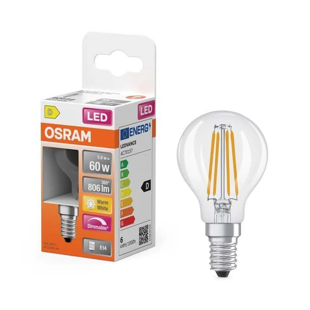 LED LAMP OSRAM SSTAR CLASSIC P FIL 5,9W 827 E14 DIM