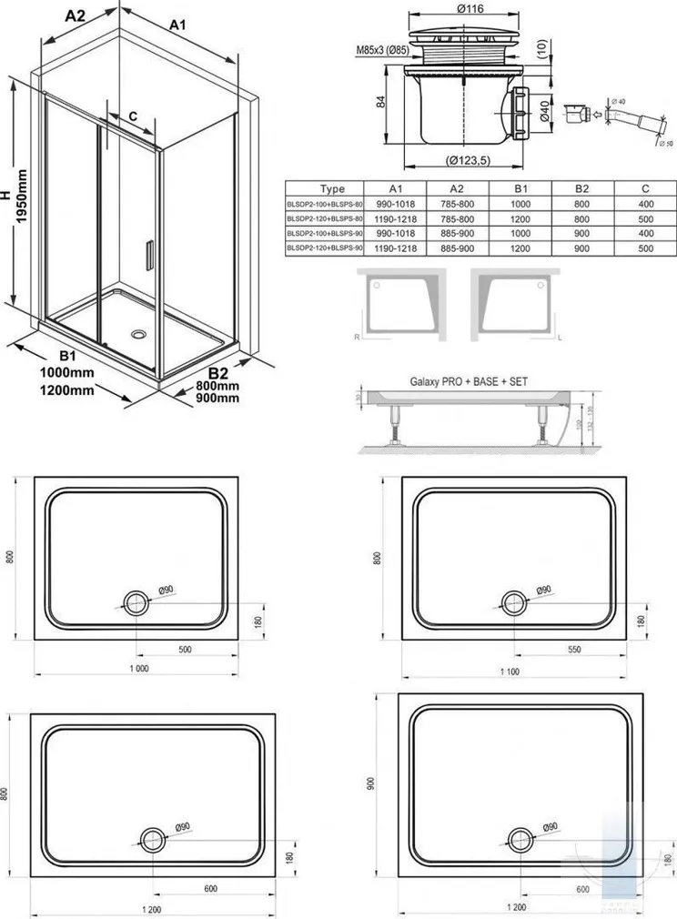 DUŠIKOMPLEKT RAVAK 120X90CM SET21R