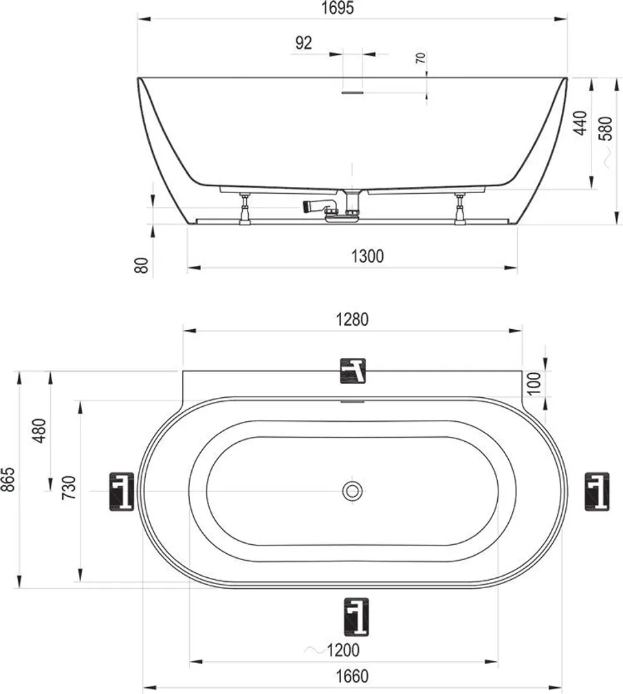 AKRÜÜLVANN RAVAK FREEDOM WALL II TEC 170X87CM ROHEKASHALL/VALGE