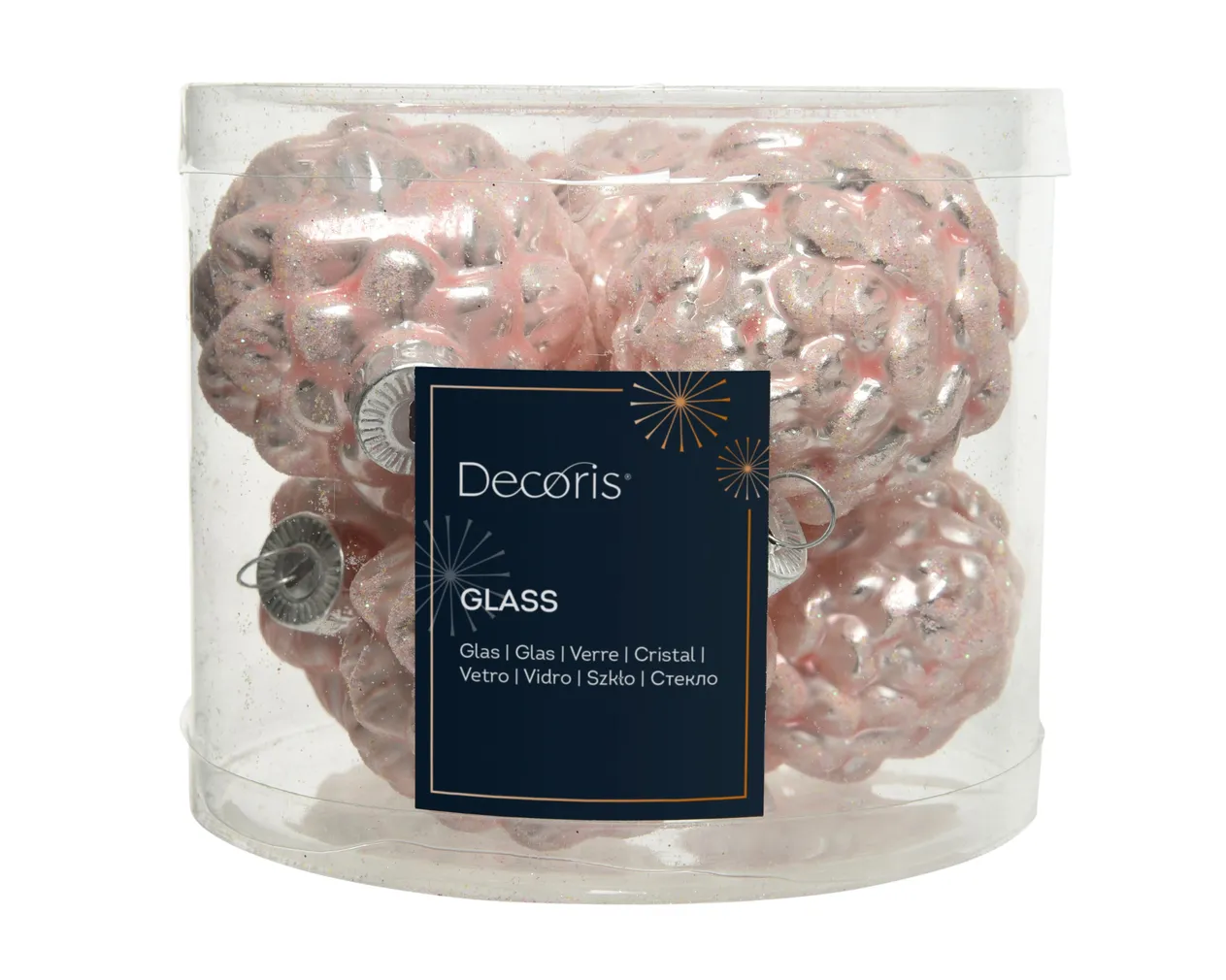 JÕULUKUULID KÄBI 5X7CM KLAAS ROOSA 6TK PAKIS