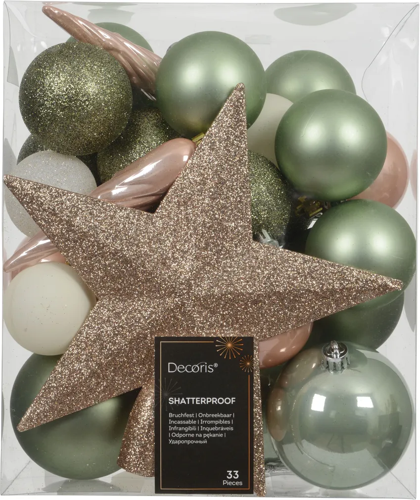 JÕULUKUULID Ø8CM VÄRVIDE MIX 33TK PAKIS